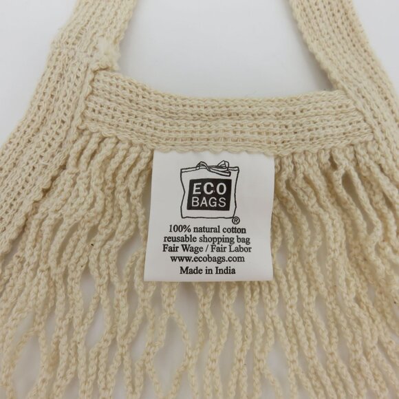 Eco Bags Natural Cotton Beige Mesh String Net Tote Bag Produce Shopping Reusable - Picture 5 of 9
